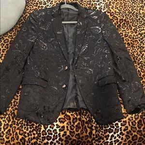 Black Paisley Embroidered Blazer Jacket - men worn once!